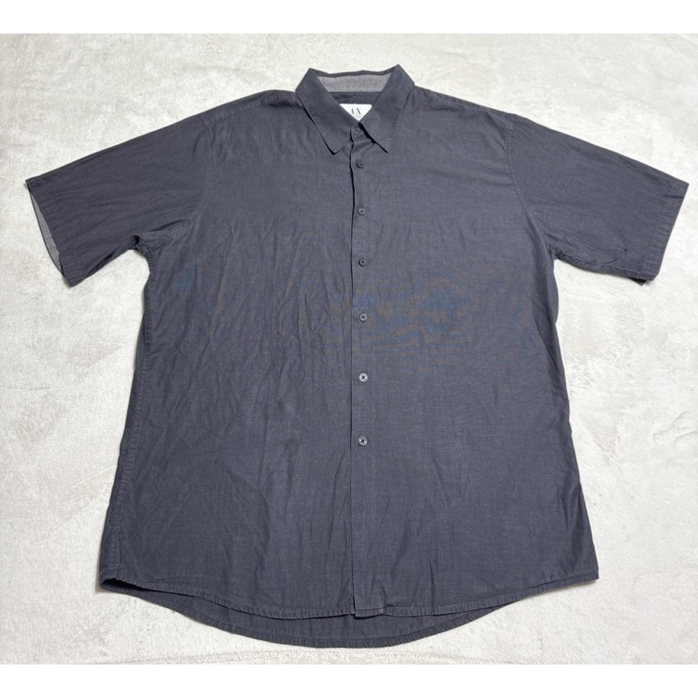 Armani Exchange Shirt Men's XL Gray Short Sleeve Button Up A/X